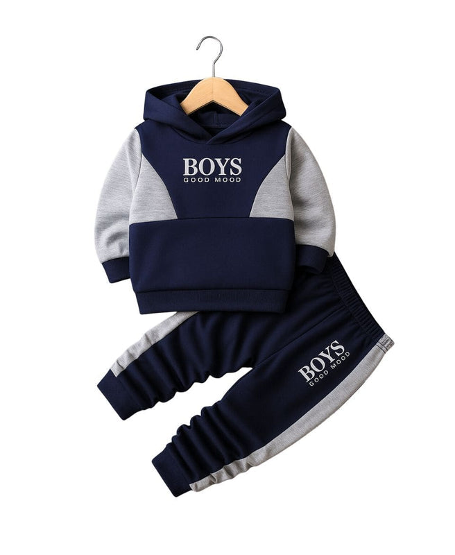 Boys Fleece Tracksuit Set – Navy & Grey Winter Outfit