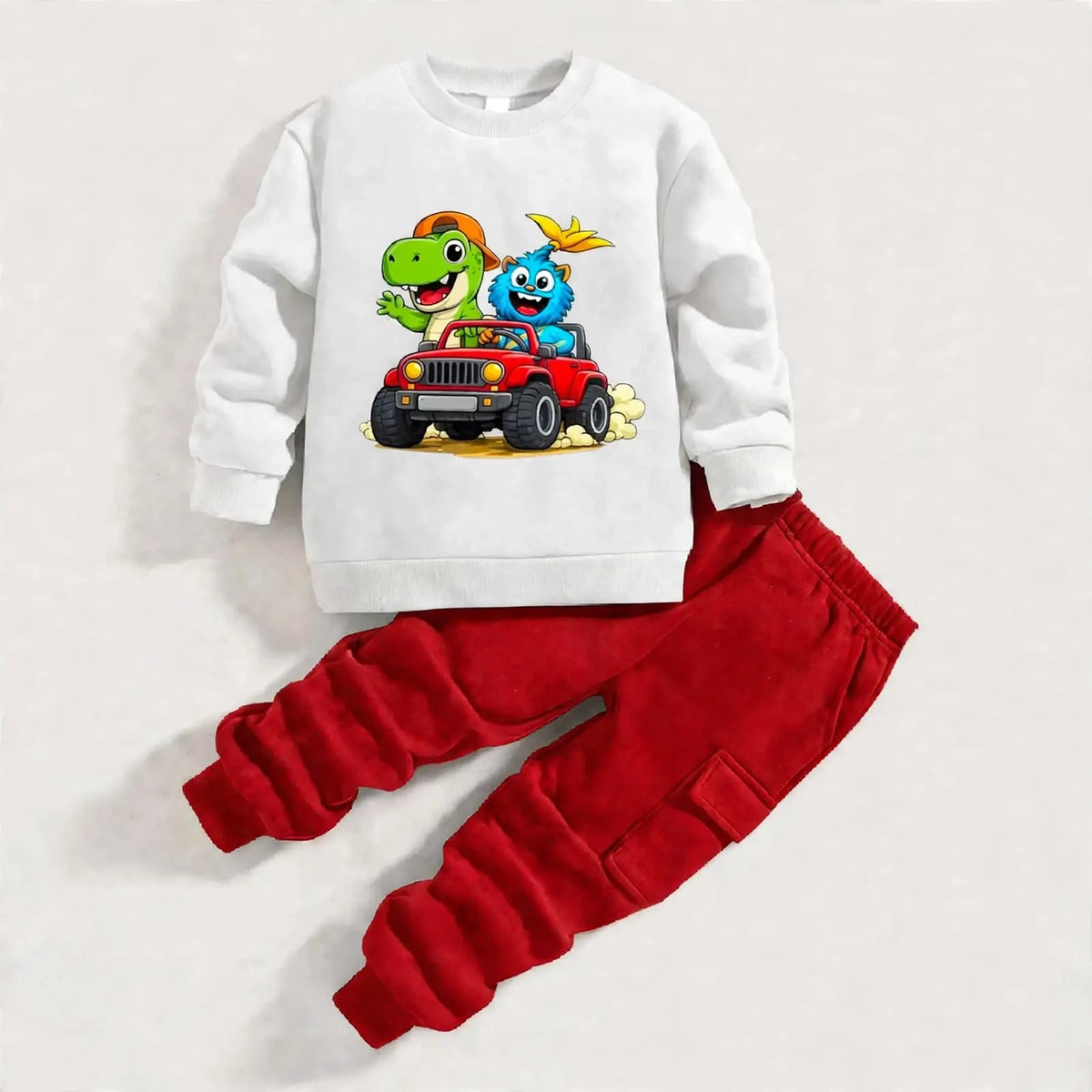 Cartoon Car Print 2-Piece Set
