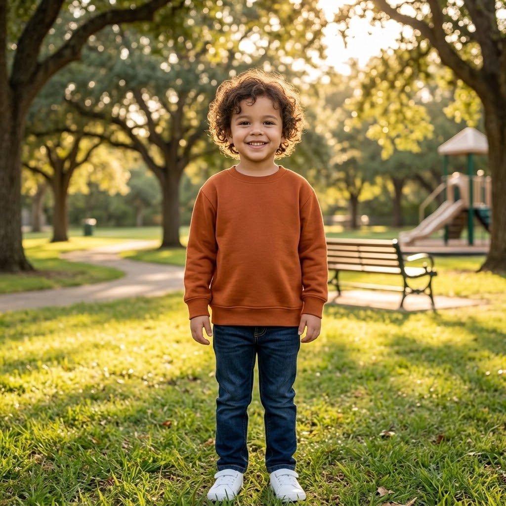 Kids Solid Rust Orange Minimalist Fleece Sweatshirt | Casual Winter Wear