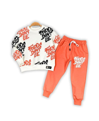 Unisex Cotton Sweatshirt & Trouser Set – Friends Don’t Lie