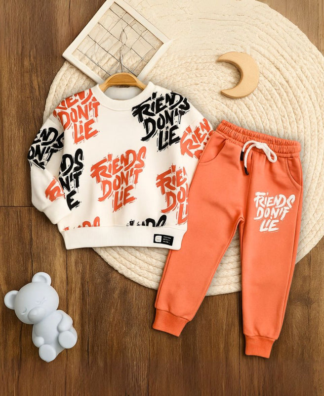 Unisex Cotton Sweatshirt & Trouser Set – Friends Don’t Lie