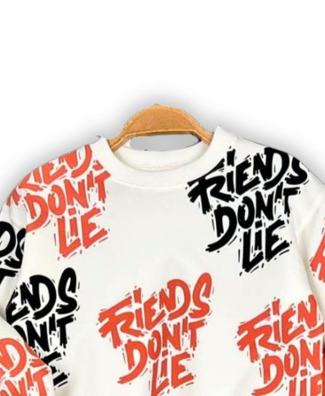 Unisex Cotton Sweatshirt & Trouser Set – Friends Don’t Lie