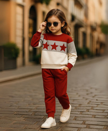 Unisex Fleece Sweatshirt & Pants Set – Red Star Winter Outfit