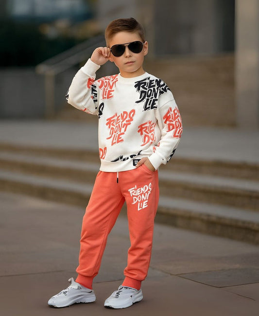 Unisex Cotton Sweatshirt & Trouser Set – Friends Don’t Lie