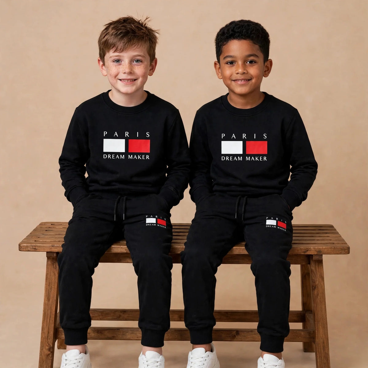 Kids' "Paris Dream Maker" Black sweat shart & Jogger Set